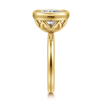 Linny - 14K Yellow Gold Cushion Cut Bezel Set Diamond Engagement Ring