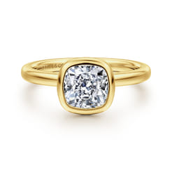 Linny - 14K Yellow Gold Cushion Cut Bezel Set Diamond Engagement Ring