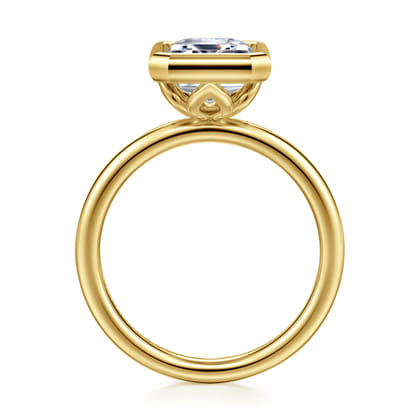 Linny - 14K Yellow Gold Emerald Cut Bezel Set Diamond Engagement Ring