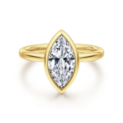 Linny - 14K Yellow Gold Marquise Shape Bezel Set Diamond Engagement Ring