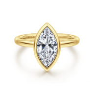 Linny - 14K Yellow Gold Marquise Shape Bezel Set Diamond Engagement Ring