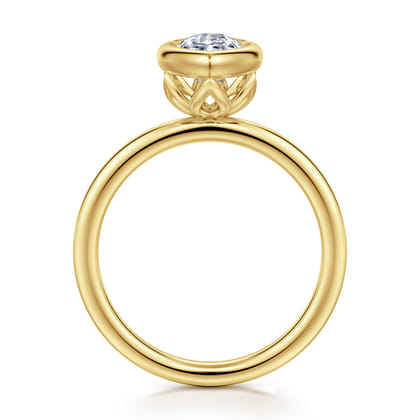 Linny - 14K Yellow Gold Marquise Shape Bezel Set Diamond Engagement Ring