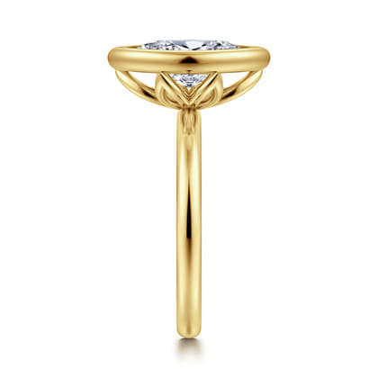 Linny - 14K Yellow Gold Marquise Shape Bezel Set Diamond Engagement Ring