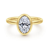 Linny - 14K Yellow Gold Oval Bezel Set Diamond Engagement Ring
