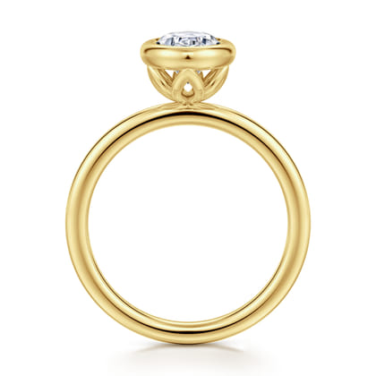 Linny - 14K Yellow Gold Oval Bezel Set Diamond Engagement Ring