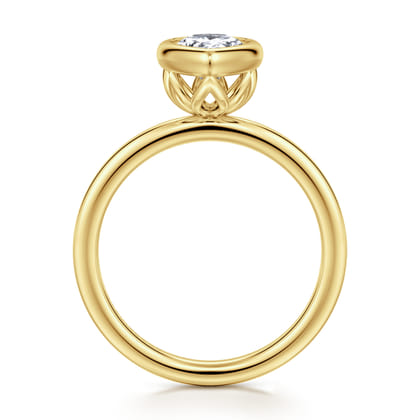 Linny - 14K Yellow Gold Pear Shape Bezel Set Diamond Engagement Ring