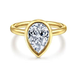 Linny - 14K Yellow Gold Pear Shape Bezel Set Diamond Engagement Ring