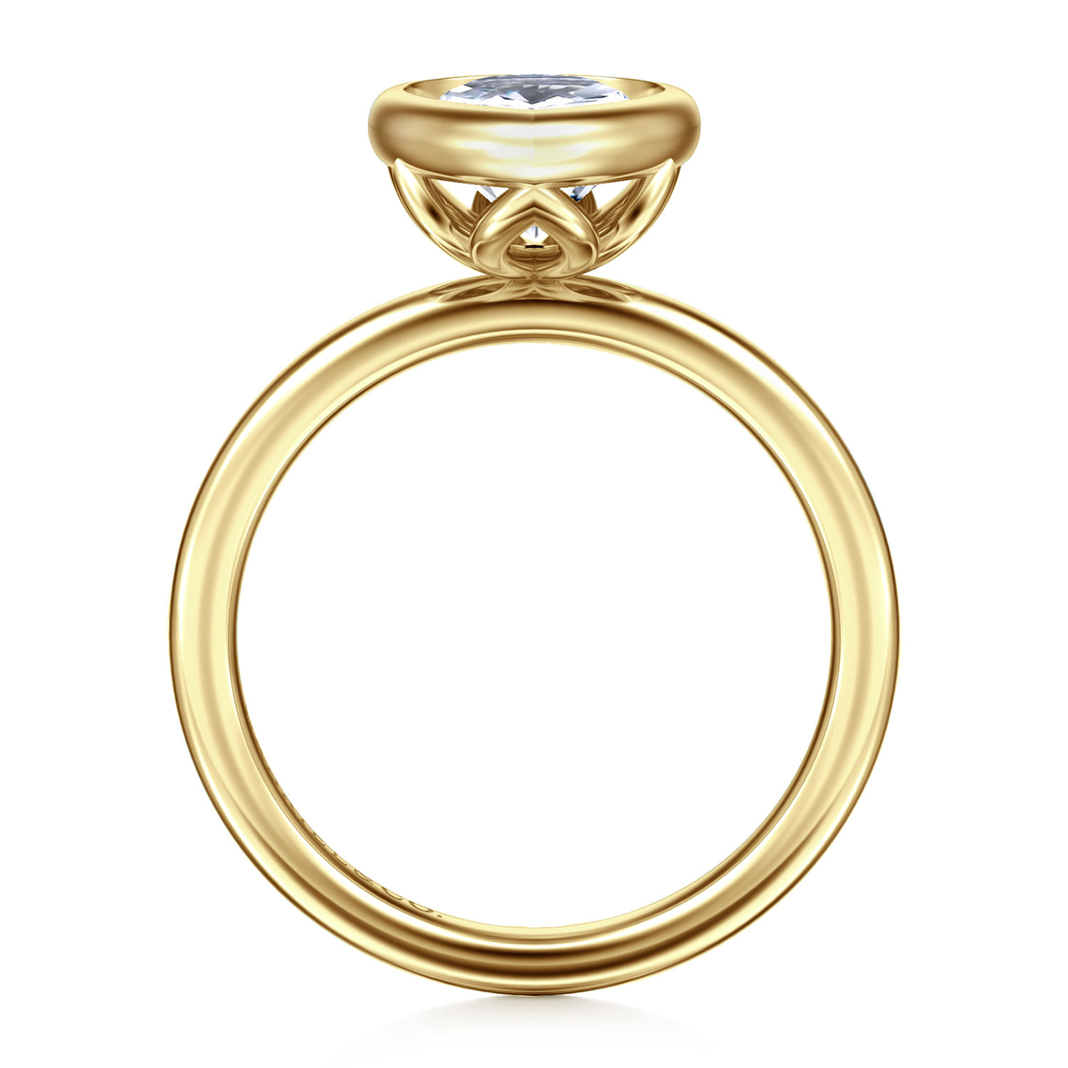 Linny - 14K Yellow Gold Pear Shape Bezel Set Diamond Engagement Ring