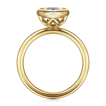 Linny - 14K Yellow Gold Pear Shape Bezel Set Diamond Engagement Ring