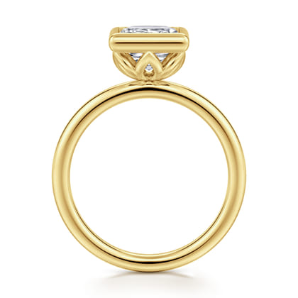 Linny - 14K Yellow Gold Princess Cut Bezel Set Diamond Engagement Ring