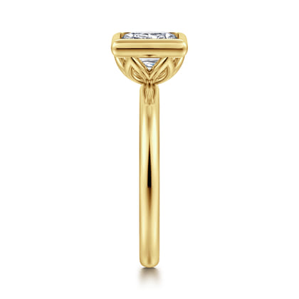 Linny - 14K Yellow Gold Princess Cut Bezel Set Diamond Engagement Ring