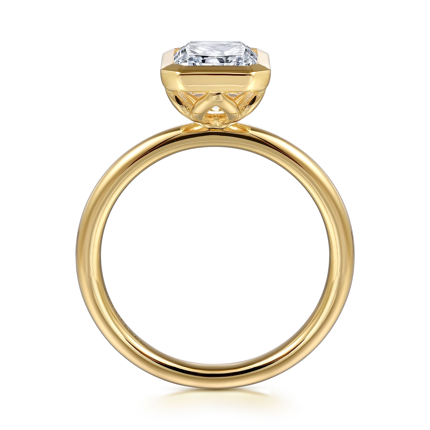 Linny - 14K Yellow Gold Radiant Cut Bezel Set Diamond Engagement Ring