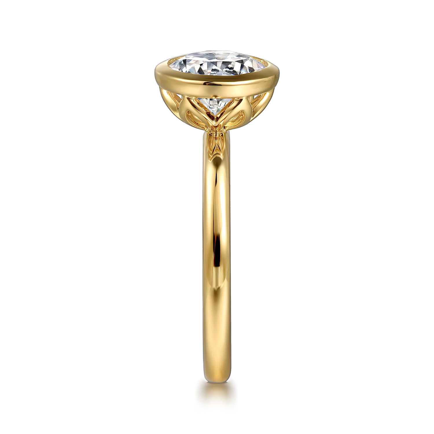 Linny - 14K Yellow Gold Round Bezel Set Diamond Engagement Ring