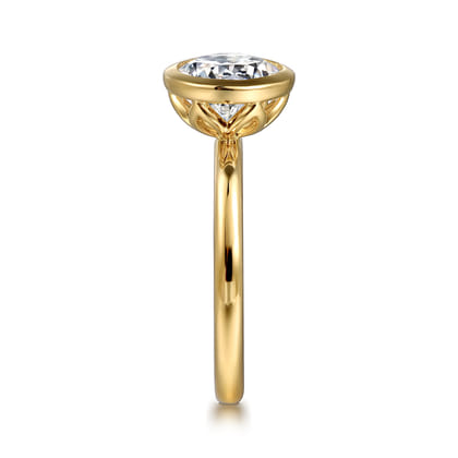 Linny - 14K Yellow Gold Round Bezel Set Diamond Engagement Ring