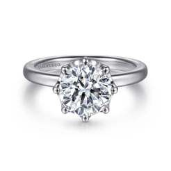 Liona - 14K White Gold Round Solitaire Diamond Engagement Ring