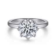 Liona - 14K White Gold Round Solitaire Diamond Engagement Ring