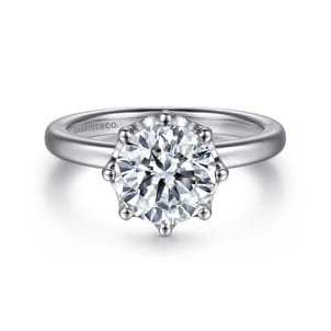Liona - 14K White Gold Round Solitaire Diamond Engagement Ring