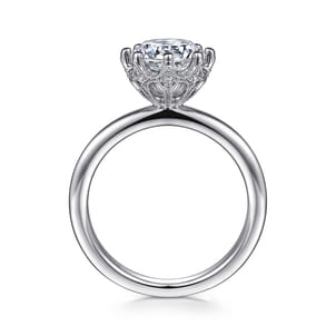 Liona - 14K White Gold Round Solitaire Diamond Engagement Ring