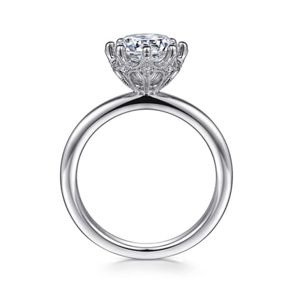 Liona - 14K White Gold Round Solitaire Diamond Engagement Ring