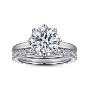 Liona - 14K White Gold Round Solitaire Diamond Engagement Ring