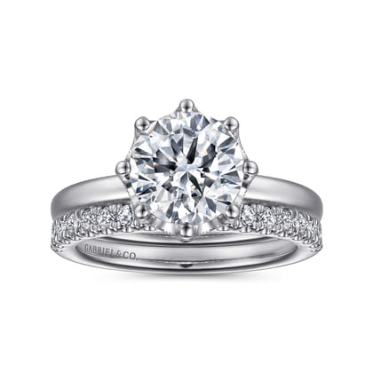 Liona - 14K White Gold Round Solitaire Diamond Engagement Ring