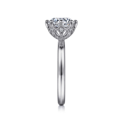 Liona - 14K White Gold Round Solitaire Diamond Engagement Ring