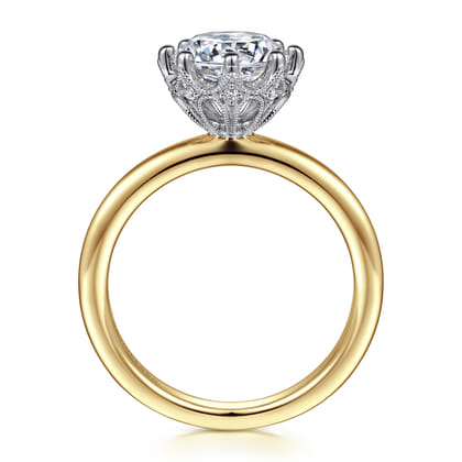 Liona - 14K White-Yellow Gold Round Solitaire Diamond Engagement Ring