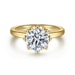 Liona - 14K Yellow Gold Round Solitaire Diamond Engagement Ring