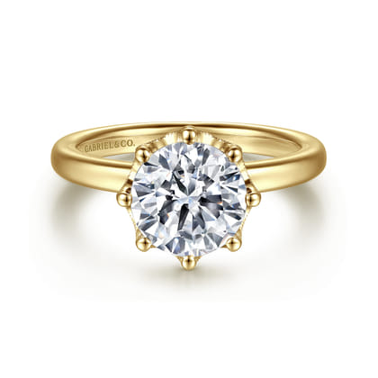 Liona - 14K Yellow Gold Round Solitaire Diamond Engagement Ring