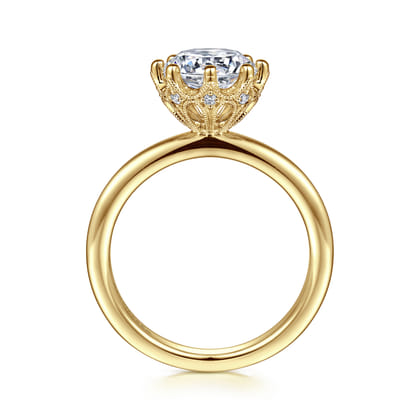 Liona - 14K Yellow Gold Round Solitaire Diamond Engagement Ring