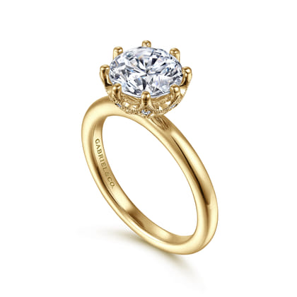 Liona - 14K Yellow Gold Round Solitaire Diamond Engagement Ring