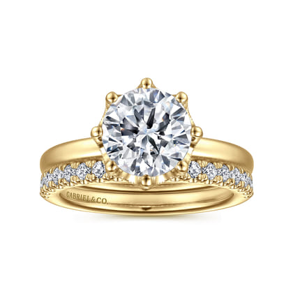 Liona - 14K Yellow Gold Round Solitaire Diamond Engagement Ring