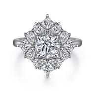 Liv - 14K White Gold Fancy Halo Round Diamond Engagement Ring