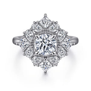 Liv - 14K White Gold Fancy Halo Round Diamond Engagement Ring