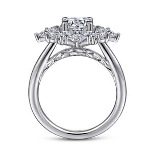 Liv - 14K White Gold Fancy Halo Round Diamond Engagement Ring