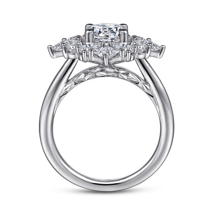 Liv - 14K White Gold Fancy Halo Round Diamond Engagement Ring