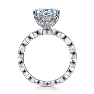 Liza - Vintage Inspired 14K White Gold Aquamarine and Diamond Engagement Ring