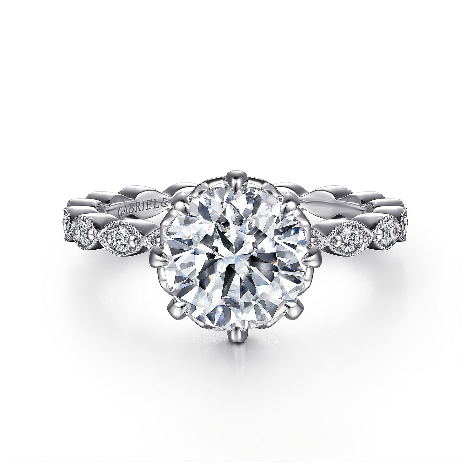 Liza - Vintage Inspired 14K White Gold Diamond Engagement Ring