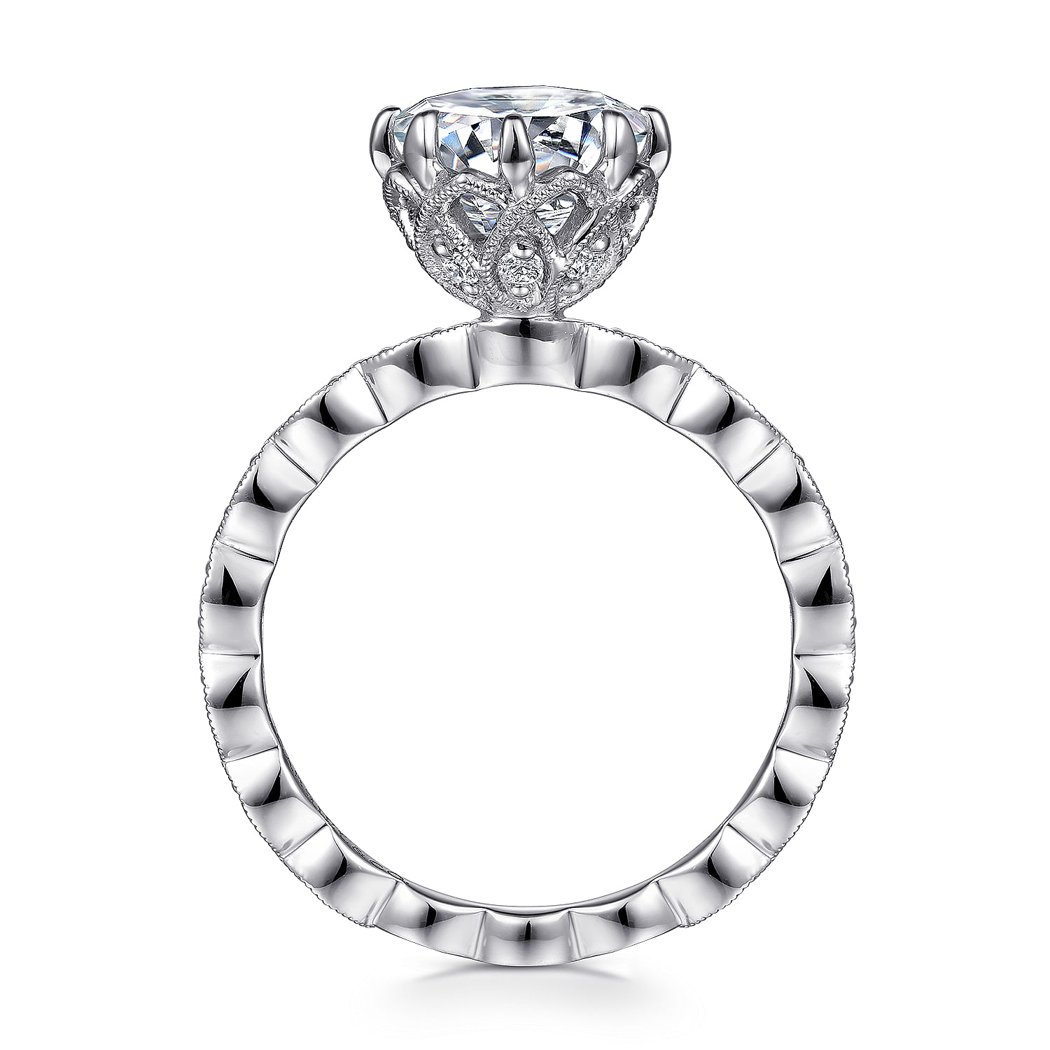 Liza - Vintage Inspired 14K White Gold Diamond Engagement Ring