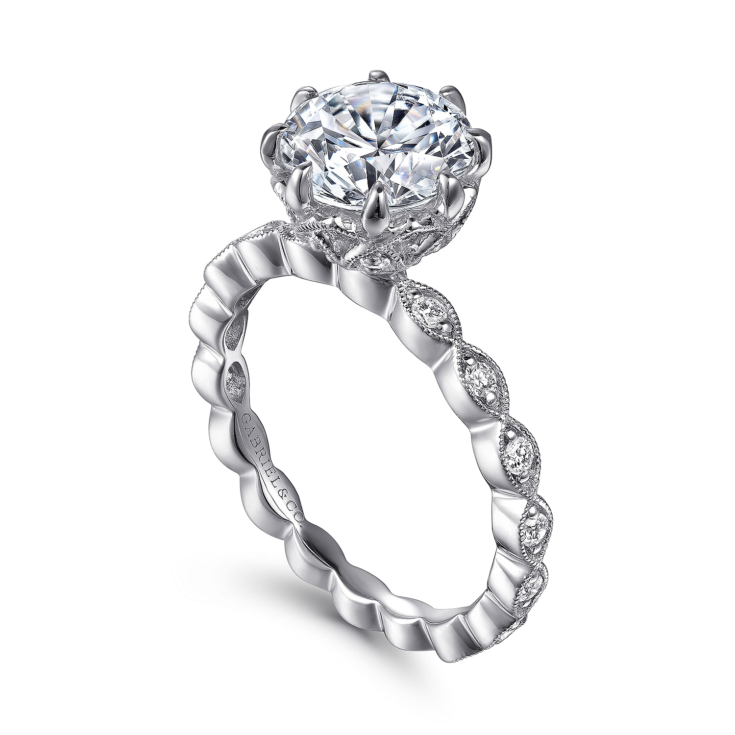 Liza - Vintage Inspired 14K White Gold Diamond Engagement Ring