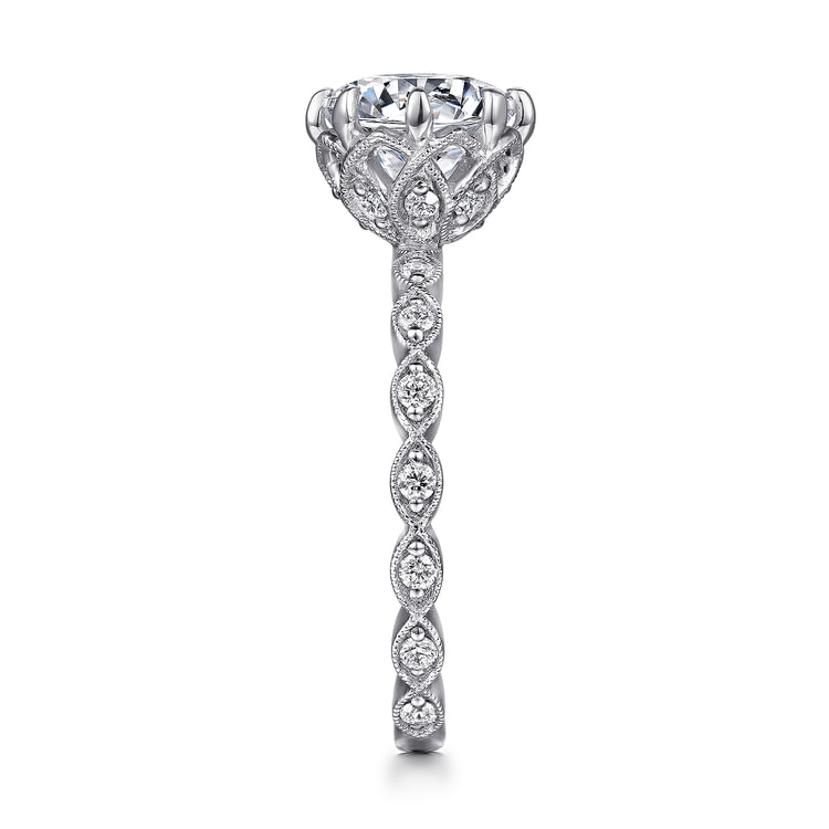 Liza - Vintage Inspired 14K White Gold Diamond Engagement Ring