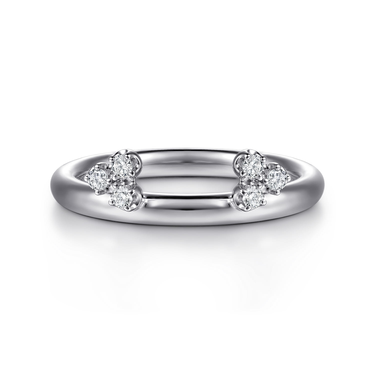 Enhancer Wedding Ring in 14k White Gold with Round Natural Diamond at Gabriel & Co. - Shot 1