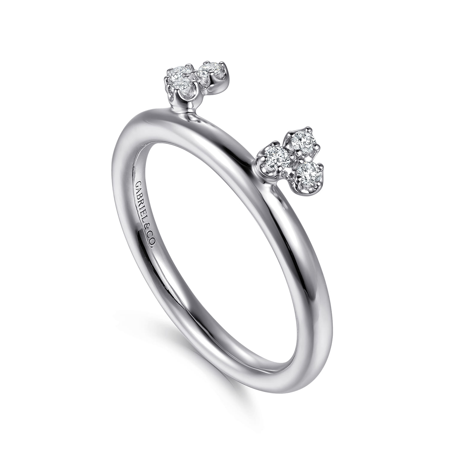 Enhancer Wedding Ring in 14k White Gold with Round Natural Diamond at Gabriel & Co. - Shot 3