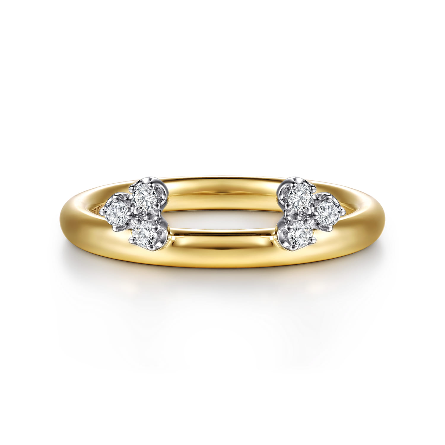 Enhancer Wedding Ring in 14k Yellow Gold with Round Natural Diamond at Gabriel & Co. - Shot 1