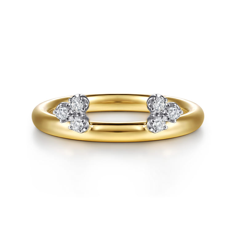 Enhancer Wedding Ring in 14k Yellow Gold with Round Natural Diamond at Gabriel & Co. - Shot 1