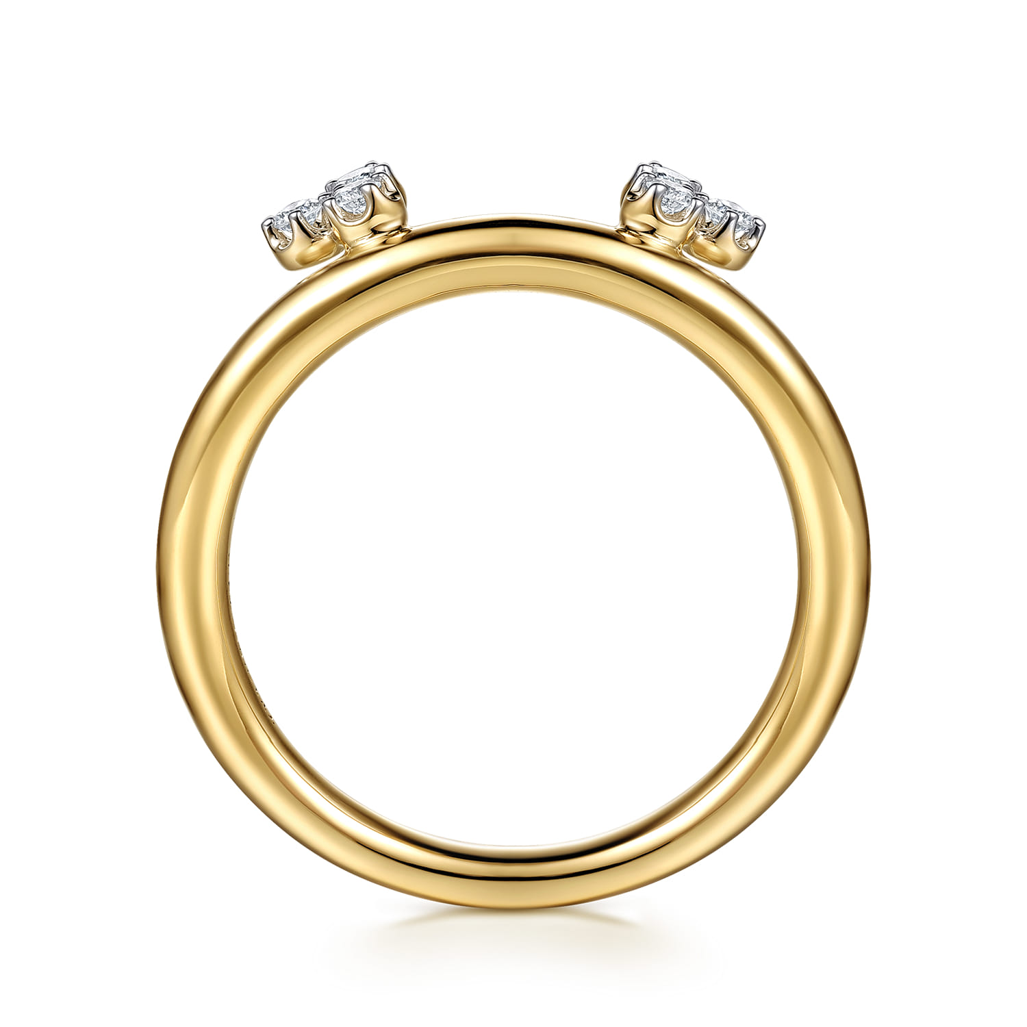 Enhancer Wedding Ring in 14k Yellow Gold with Round Natural Diamond at Gabriel & Co. - Shot 2