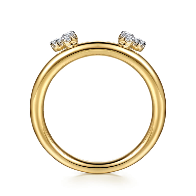 Enhancer Wedding Ring in 14k Yellow Gold with Round Natural Diamond at Gabriel & Co. - Shot 2