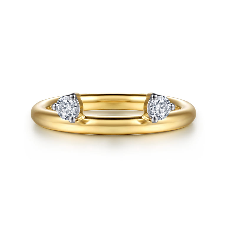Enhancer Wedding Ring in 14k Yellow Gold with Round Natural Diamond at Gabriel & Co. - Shot 1
