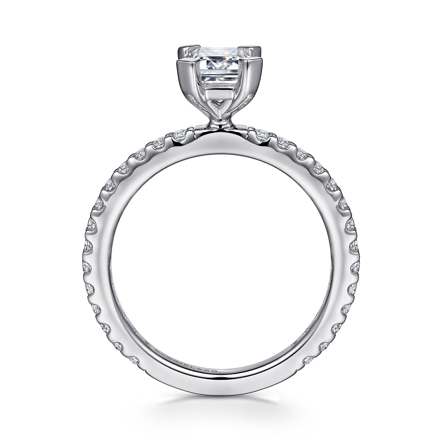 Logan - 14K White Gold Emerald Cut Diamond Engagement Ring - 0.36 ct - Shot 2