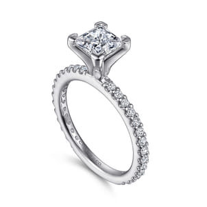 Logan - 14K White Gold Princess Cut Diamond Engagement Ring